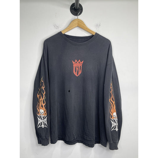Adult VTG 90s West Coast Choppers CFL Long Sleeve Flamed Sleeves Sz XL