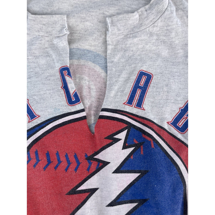 Womens Vintage 1994 Greatful Dead X Chicago Cubs Gray Tied T Shirt Size Large