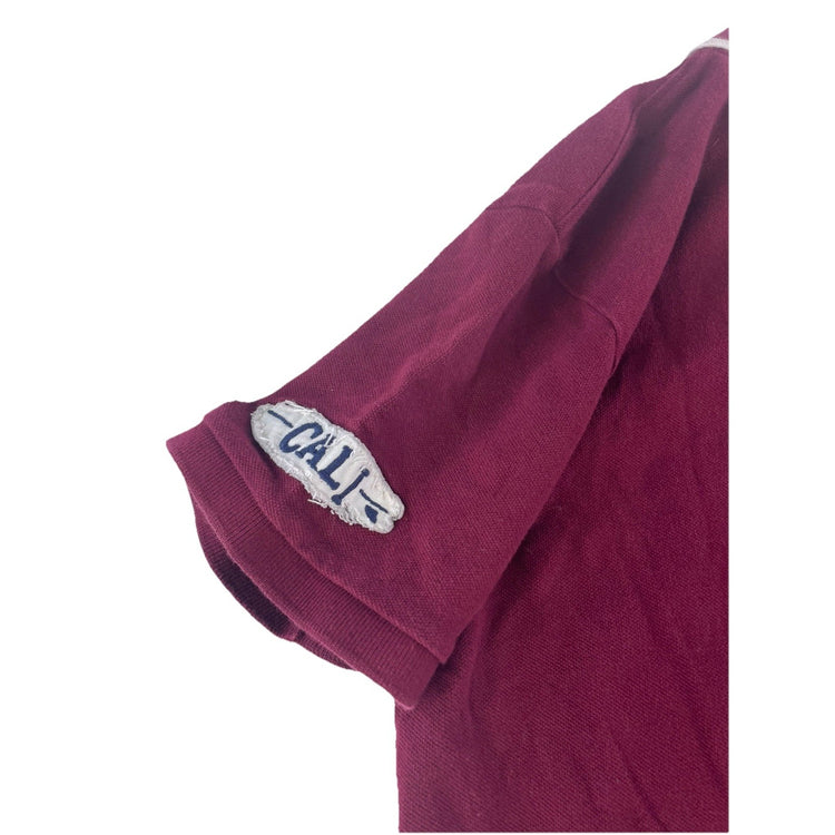 Mens Aeropostale Maroon Short Sleeve Graphic Polo Shirt Size M