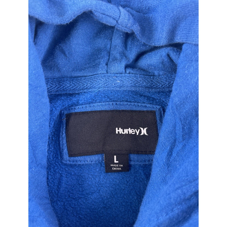 Mens Vintage Hurley Blue Graphic Pullover Hoodie Size L