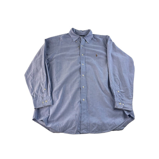 Men Vintage Ralph Lauren Classic Fit Button Down Shirt Blue Size 16 1/2