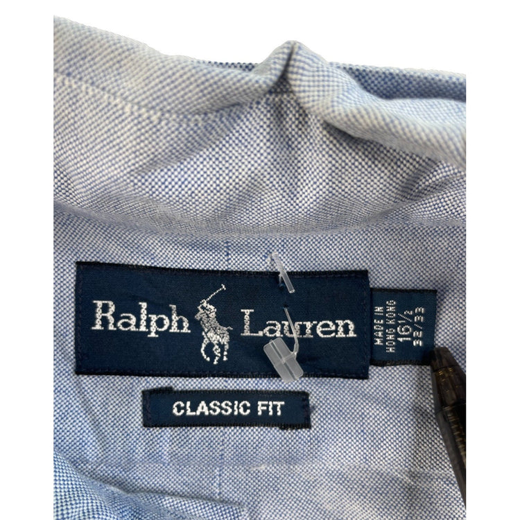 Men Vintage Ralph Lauren Classic Fit Button Down Shirt Blue Size 16 1/2