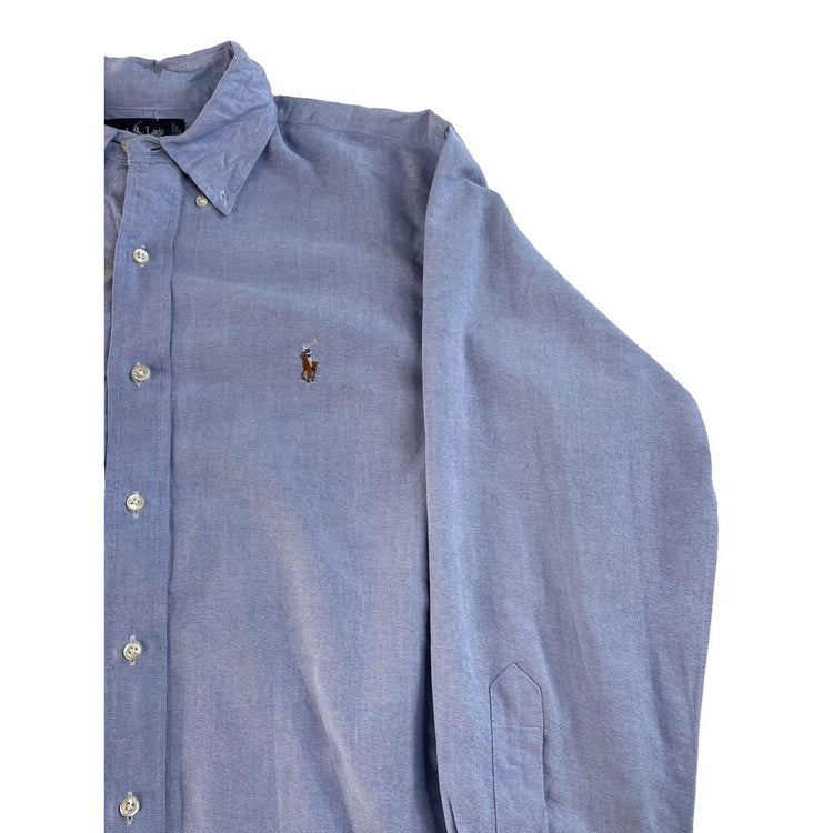 Men Vintage Ralph Lauren Classic Fit Button Down Shirt Blue Size 16 1/2
