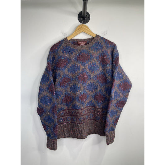 Adult Jeffrey Banks Knit 100% Wool Sweater Multicolored Christmas Holidays Sz L