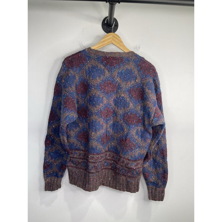 Adult Jeffrey Banks Knit 100% Wool Sweater Multicolored Christmas Holidays Sz L