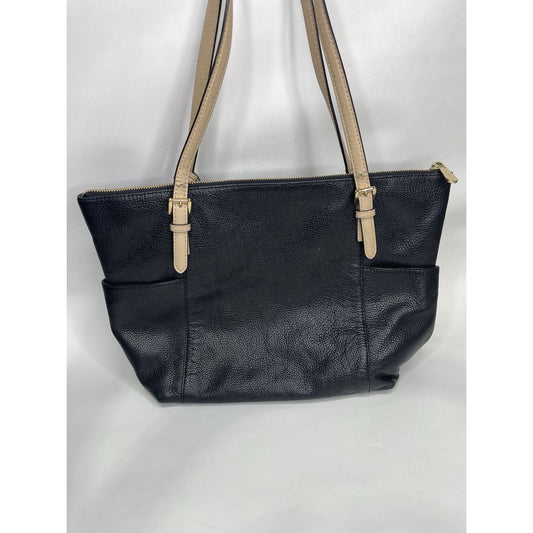 Women’s Black Leather And Beige Straps Michael Kors Purse