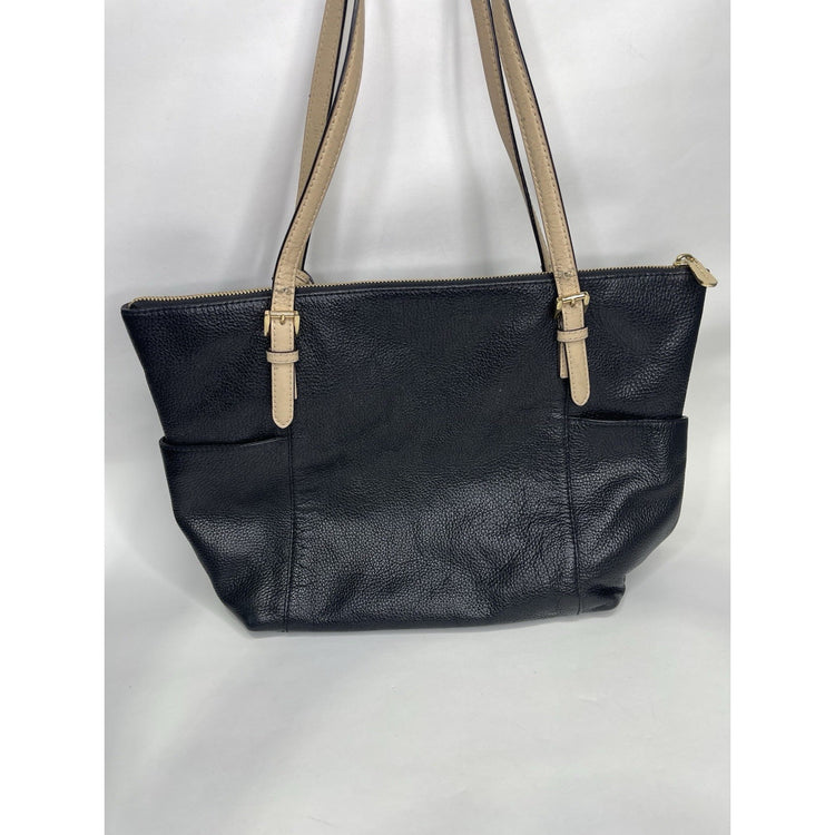 Women’s Black Leather And Beige Straps Michael Kors Purse