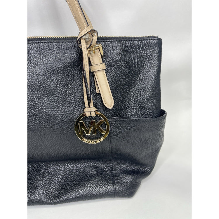 Women’s Black Leather And Beige Straps Michael Kors Purse