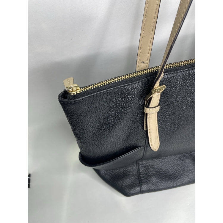 Women’s Black Leather And Beige Straps Michael Kors Purse