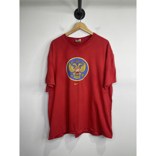 Vintage Nike Team Russia Poccha National Team Hockey Tshirt Size XXLarge Red