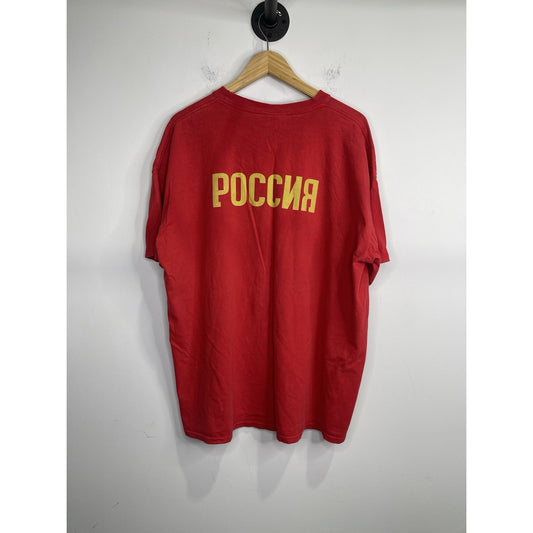 Vintage Nike Team Russia Poccha National Team Hockey Tshirt Size XXLarge Red