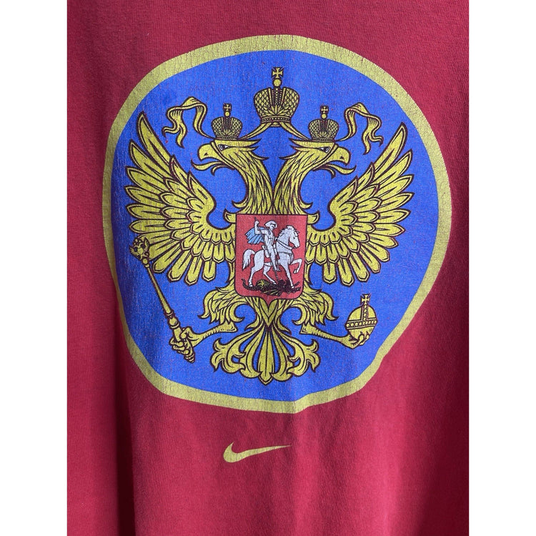 Vintage Nike Team Russia Poccha National Team Hockey Tshirt Size XXLarge Red