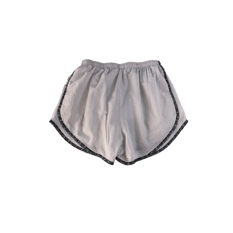 Women's Nike Dri-FIT White Athletic Running Shorts with Patterned Trim, Size M