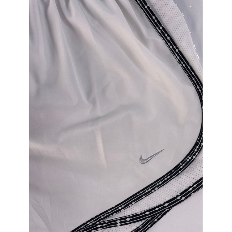 Women's Nike Dri-FIT White Athletic Running Shorts with Patterned Trim, Size M