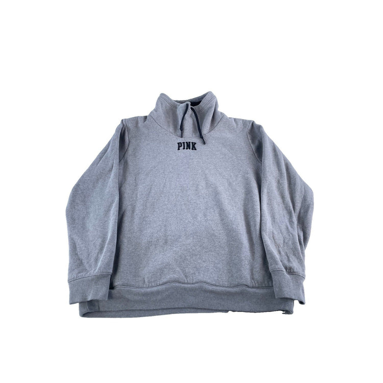 Womens Victoria's Secret PINK Gray Cowl Neck Fleece Sweatshirt Size XS