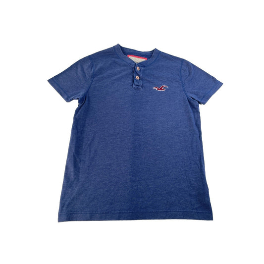 Mens Hollister Blue Short Sleeve Henley T-Shirt Size S