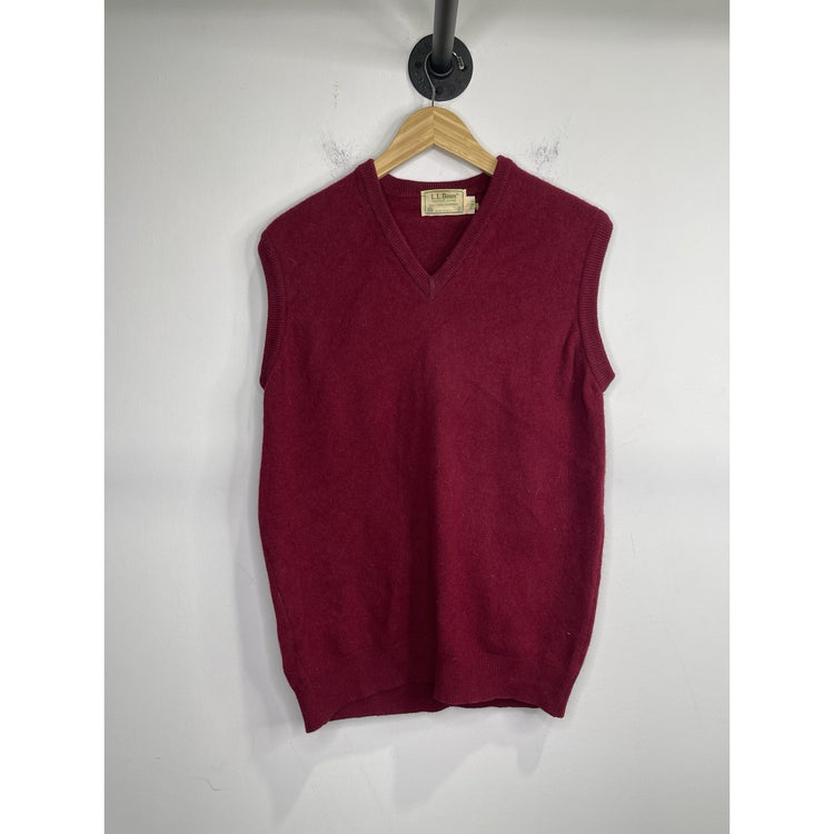 Men’s LL Bean Sweater Vest Tall Maroon Lambswool V Neck Sz Tall XL