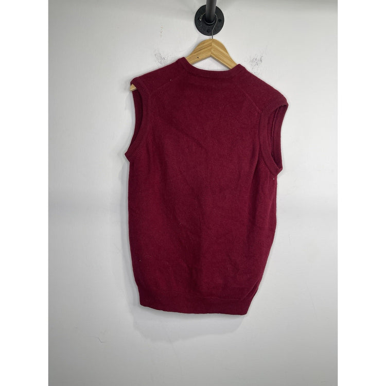 Men’s LL Bean Sweater Vest Tall Maroon Lambswool V Neck Sz Tall XL