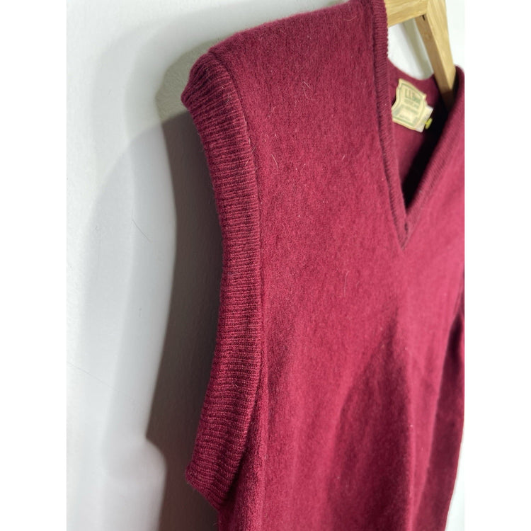 Men’s LL Bean Sweater Vest Tall Maroon Lambswool V Neck Sz Tall XL