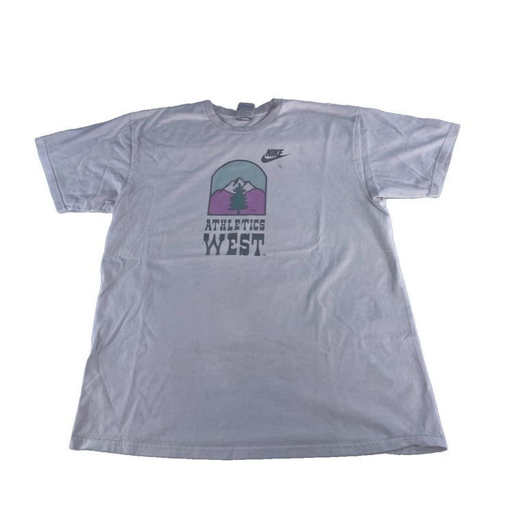 Mens Y2k Nike ‘Athletics West’ White T Shirt Size XL