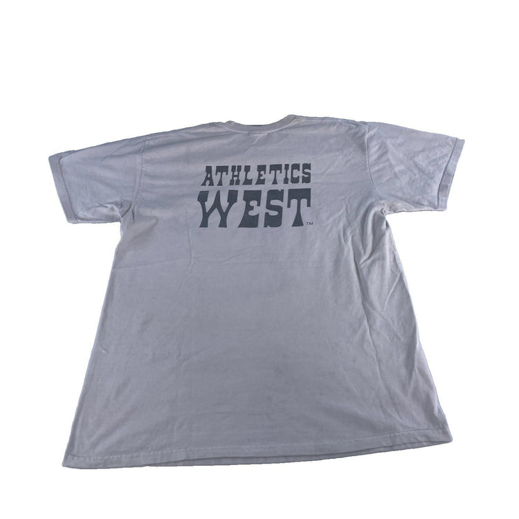 Mens Y2k Nike ‘Athletics West’ White T Shirt Size XL