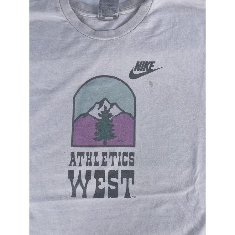 Mens Y2k Nike ‘Athletics West’ White T Shirt Size XL