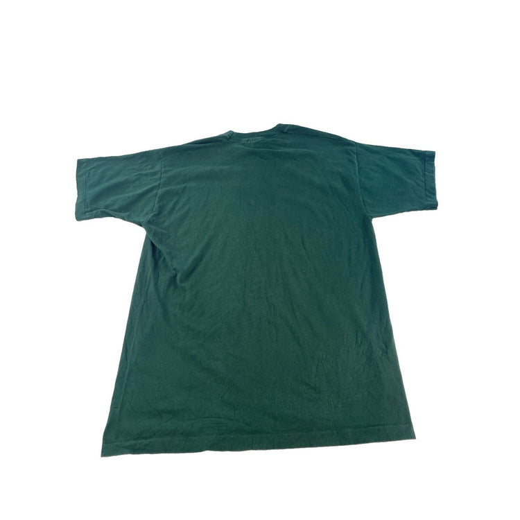 Mens Vintage Fruit of the Loom Green Y2K Priapus Graphic T-Shirt SIZE XL