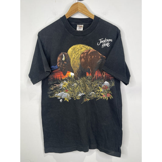 Men’s VTG 1996 Black Hills South Dakota Jackson Hole Graphic T Shirt Sz L
