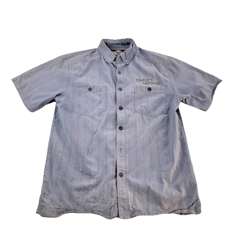 Mens Harley Davidson Motorcycle Striped SS Button-Up Casual Shirt Size M