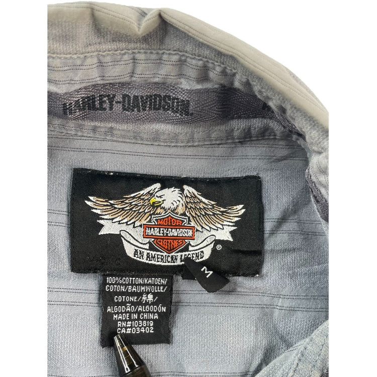 Mens Harley Davidson Motorcycle Striped SS Button-Up Casual Shirt Size M
