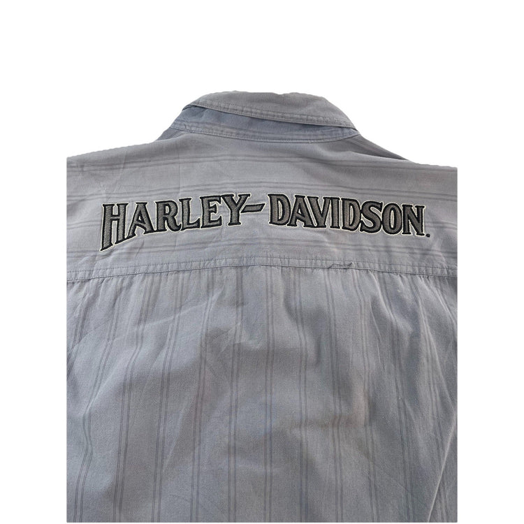 Mens Harley Davidson Motorcycle Striped SS Button-Up Casual Shirt Size M