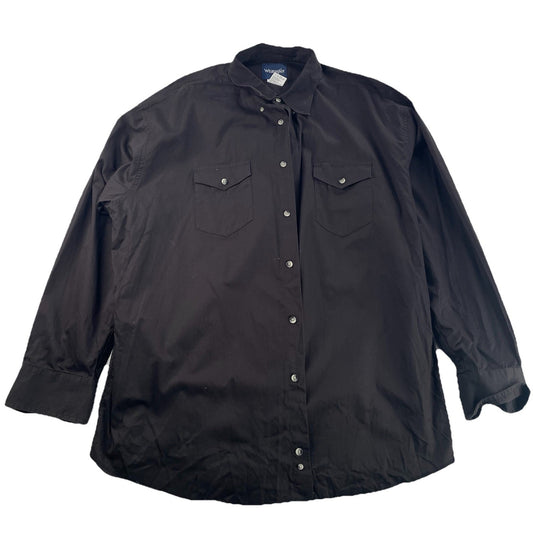 Mens Wrangler Classic Black ButtonUp LongSleeve Shirt Size Xxl