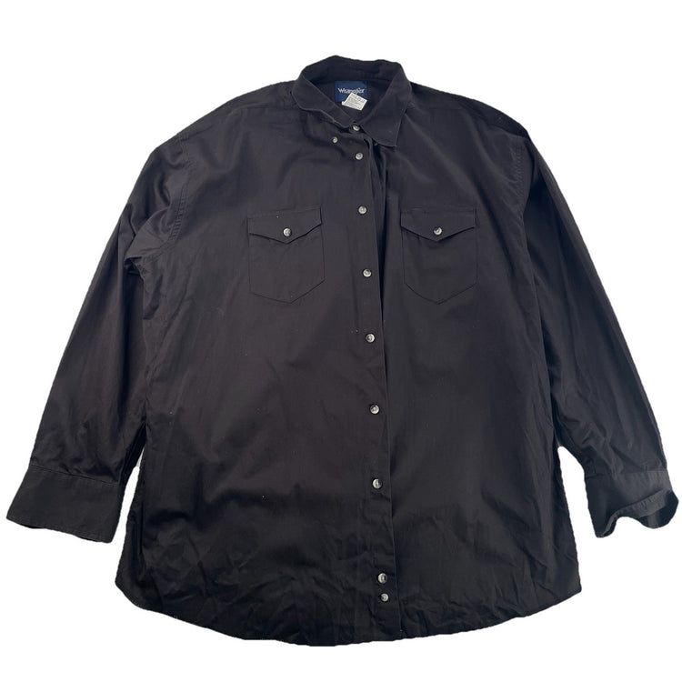 Mens Wrangler Classic Black ButtonUp LongSleeve Shirt Size Xxl