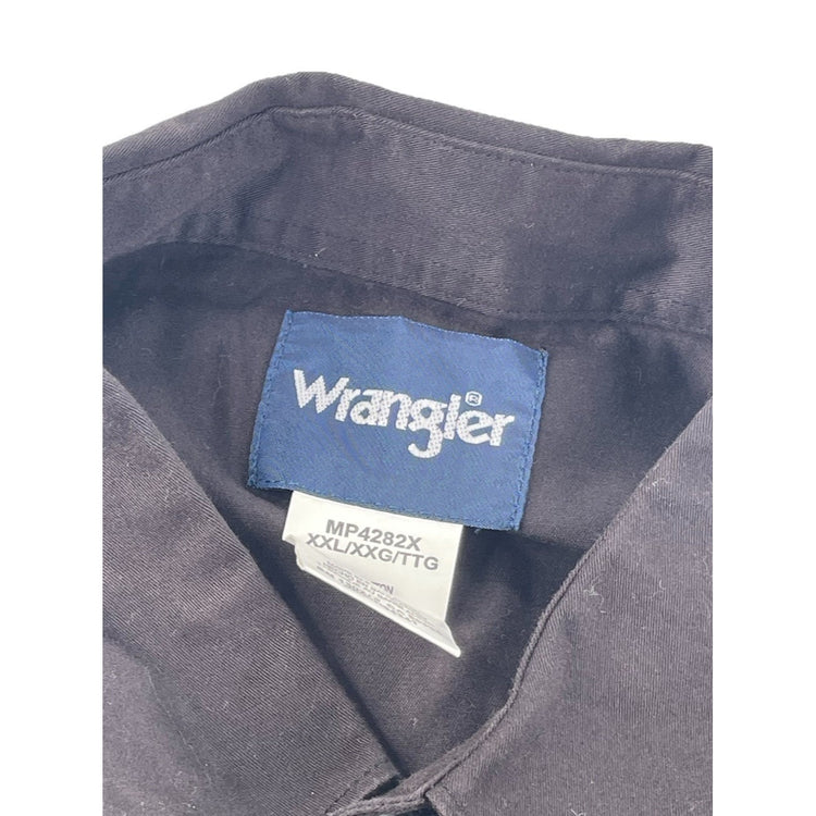 Mens Wrangler Classic Black ButtonUp LongSleeve Shirt Size Xxl