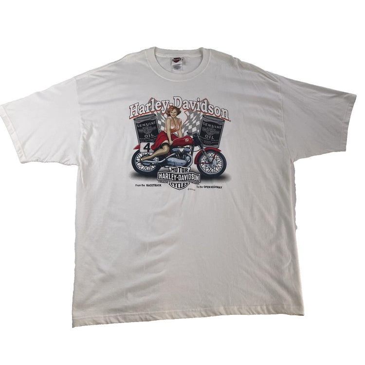 Mens 2010 Harley Davidson Memphis Tennessee Pin Up Girl White Tee Shirt Size 3XL
