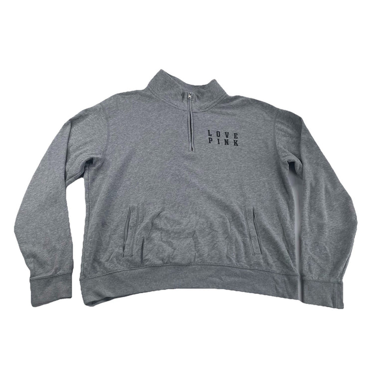 Womens Victoria Secret Gray Qaurter Zip Sweatshirt Size L