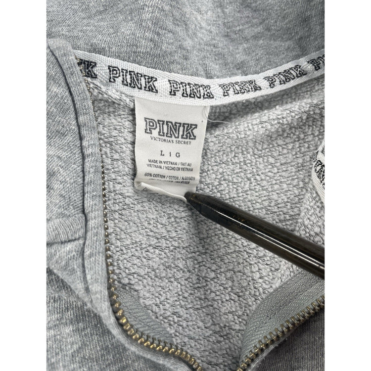 Womens Victoria Secret Gray Qaurter Zip Sweatshirt Size L