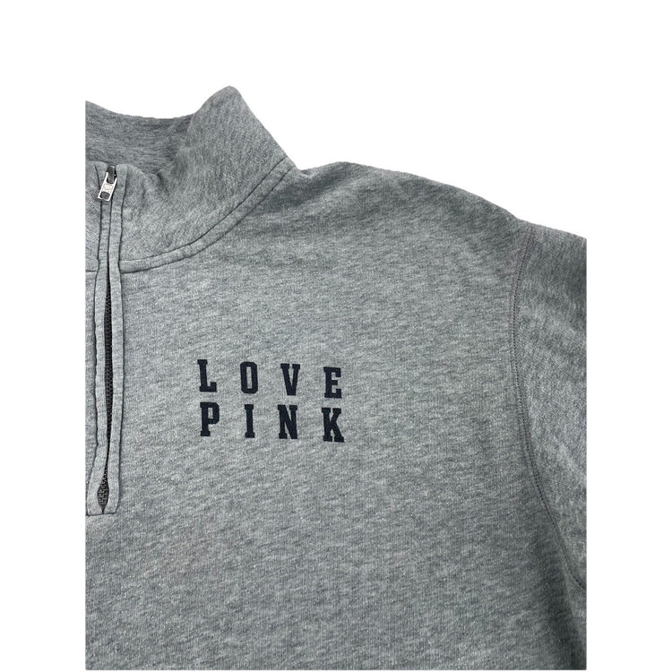 Womens Victoria Secret Gray Qaurter Zip Sweatshirt Size L