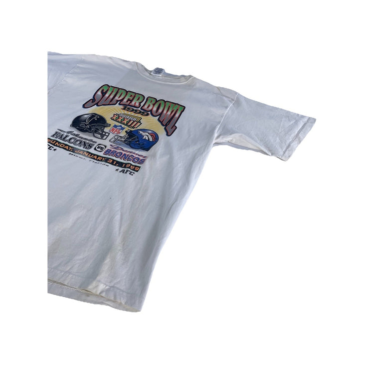 Mens Vintage Santee White 1999 Super Bowl XXXIII Graphic T-Shirt Size Xl