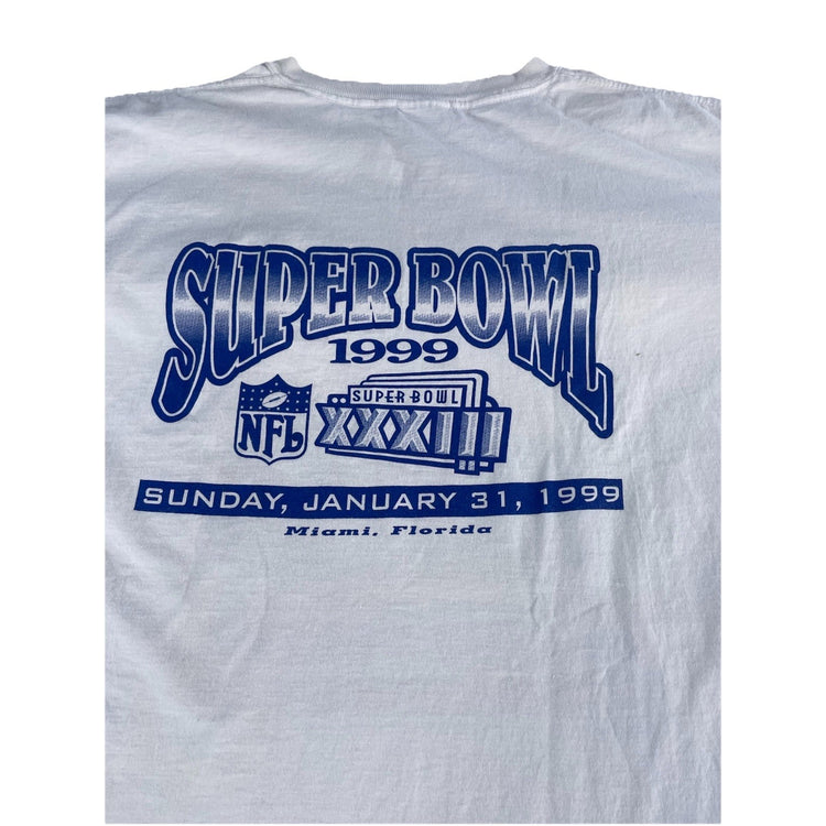 Mens Vintage Santee White 1999 Super Bowl XXXIII Graphic T-Shirt Size Xl