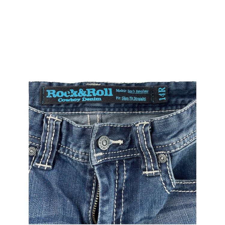 Men’s Rock&Roll Cowboy Denim Slim Straight Blue Jeans Size 14r