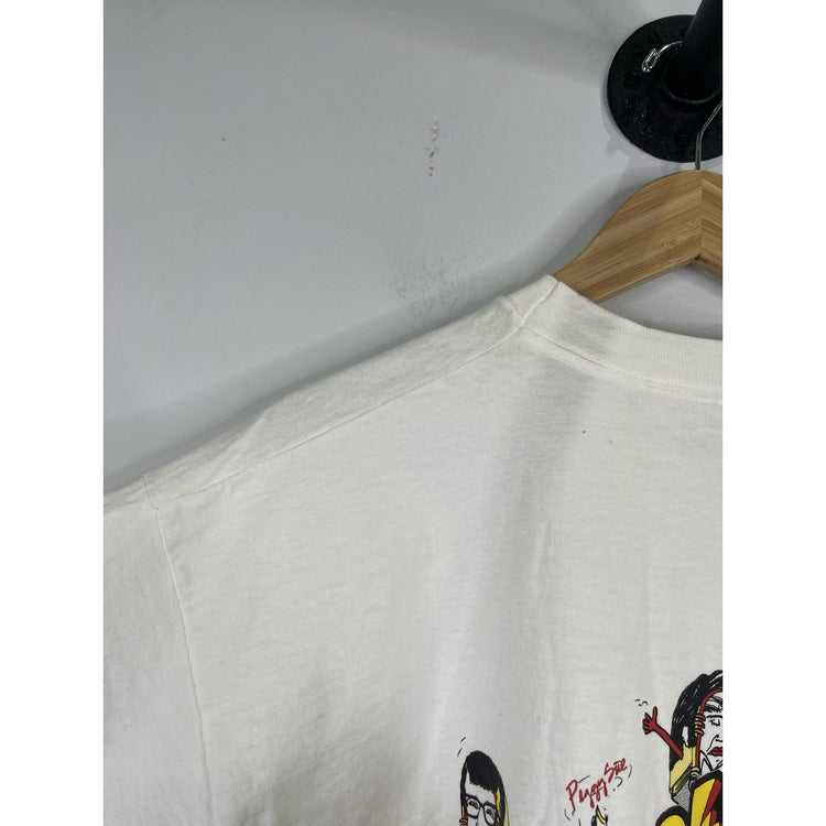 Men’s White VTG Radio Art T-shirt Oldies 94.5 FM KLDE The Beatles Tee XL