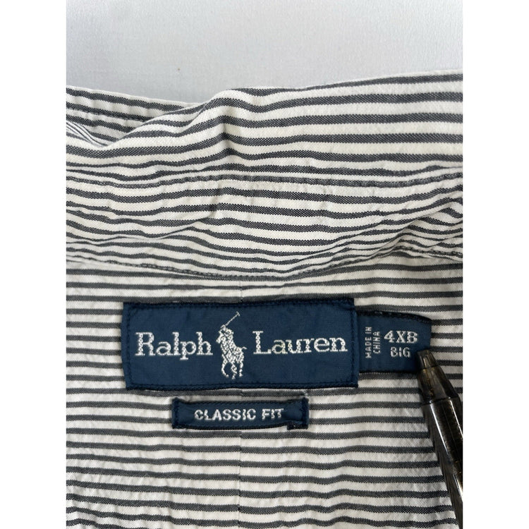 Mens Polo Ralph Lauren Black White Striped Short Sleeve Size 4XB Big