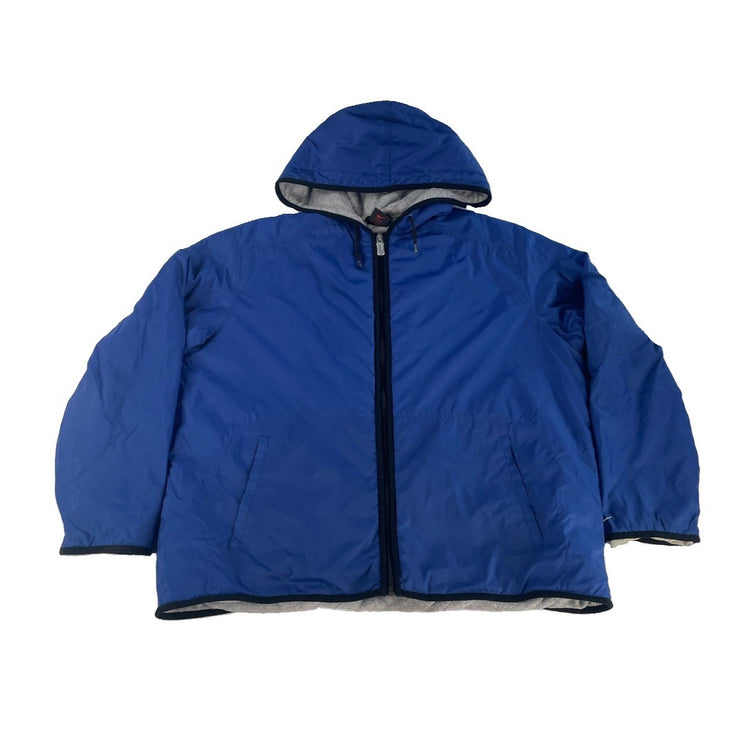 Boys Vintage Nike Hooded Quilt Fleece Lined Jacket Blue Size L (12-14)