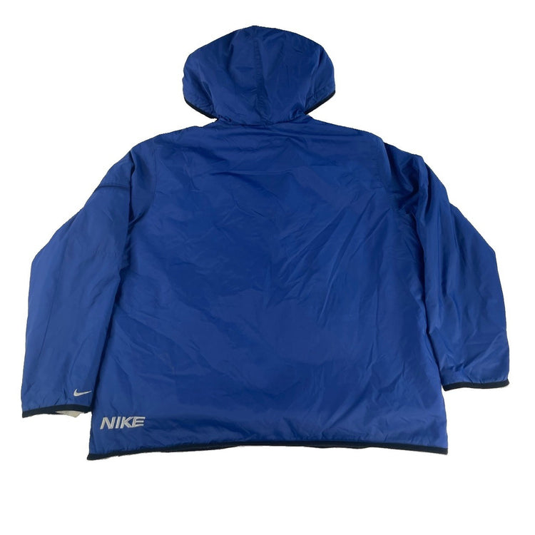 Boys Vintage Nike Hooded Quilt Fleece Lined Jacket Blue Size L (12-14)