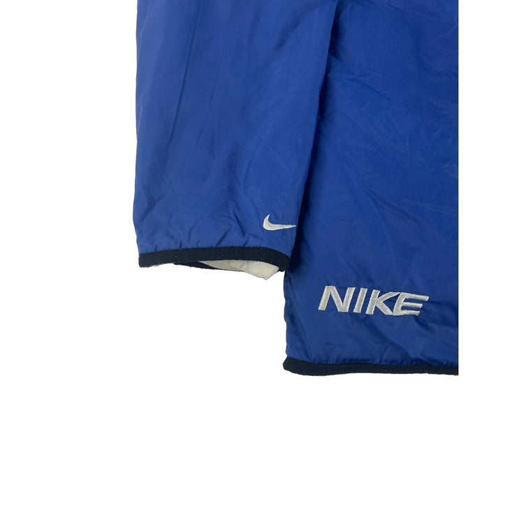 Boys Vintage Nike Hooded Quilt Fleece Lined Jacket Blue Size L (12-14)