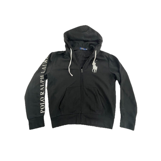 Mens Polo Ralf Lauren Size Medium Black Zip Up Jacket With Big Pony Logo