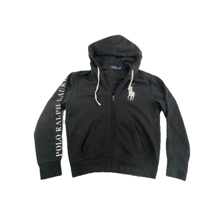 Mens Polo Ralf Lauren Size Medium Black Zip Up Jacket With Big Pony Logo