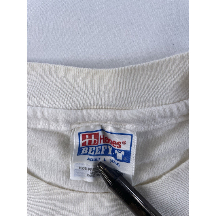 Mens Vintage 1996 White Hot August Nights Racing Graphic T Shirt Size Large