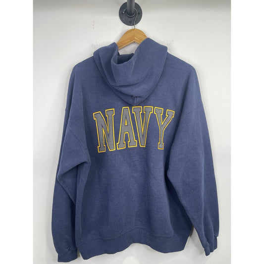 Vintage US Navy Hoodie Adult XL Large Pullover Long Sleeve USA Made Poly Cotton